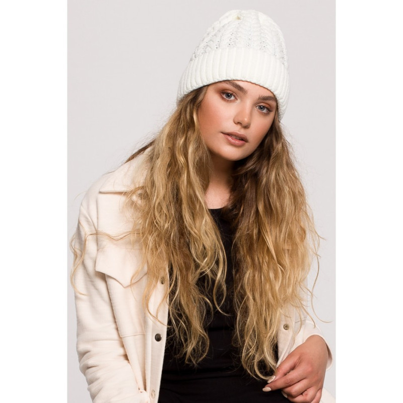 BK080 Braided hat with turn-up - ecru