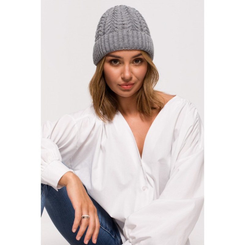 BK080 Braided hat with turn-up - gray