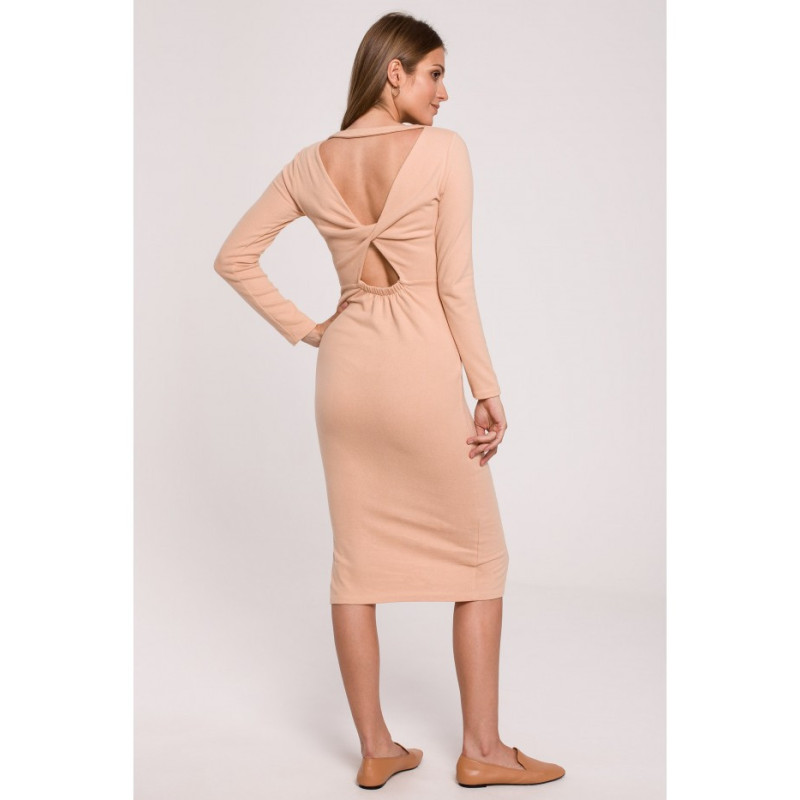 K110 Sweater dress with interlacing on the back - beige