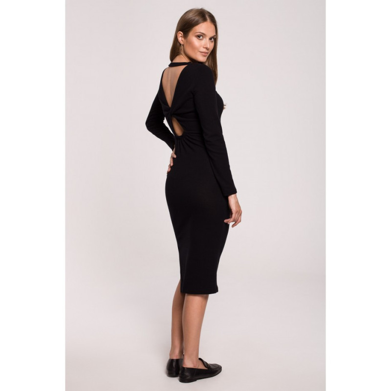 K110 Sweater dress with interlacing on the back - black