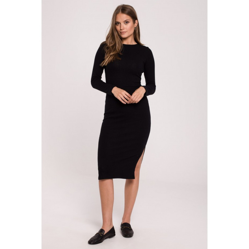 K110 Sweater dress with interlacing on the back - black