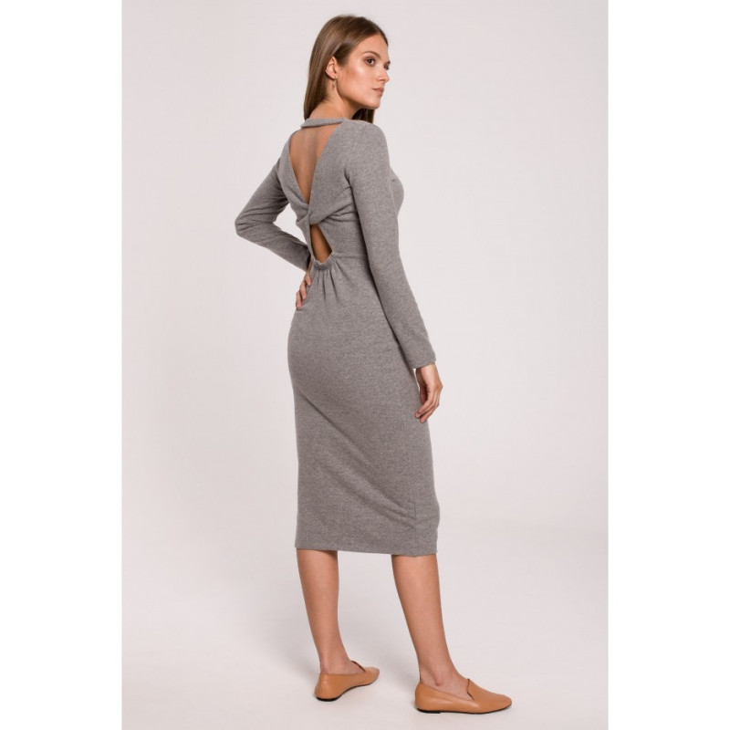 K110 Sweater dress with interlacing on the back - gray