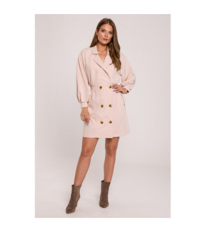 K112 Double-breasted dress with pockets - beige