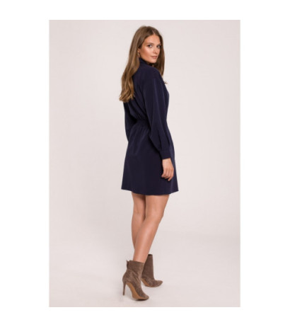 K112 Double-breasted dress with pockets - navy blue