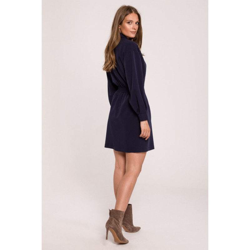 K112 Double-breasted dress with pockets - navy blue