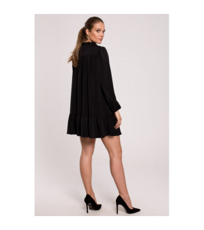 K120 Oversize dress with ruffle - black