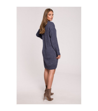 K122 Sweater dress with V neckline - blue