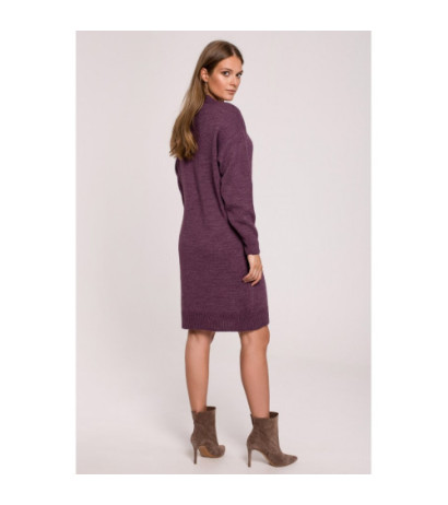 K122 Sweater dress with V neckline - purple