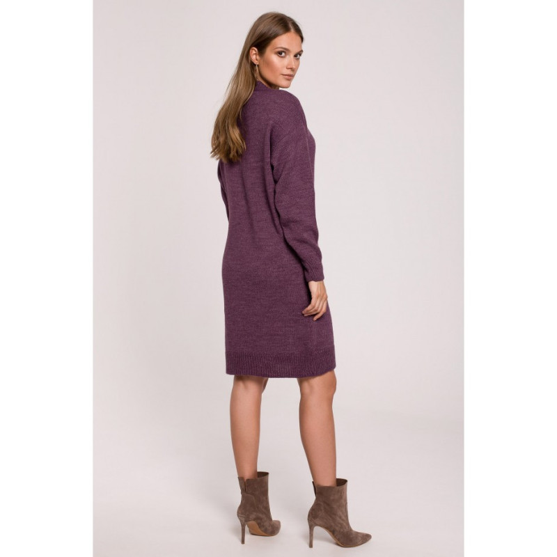 K122 Sweater dress with V neckline - purple