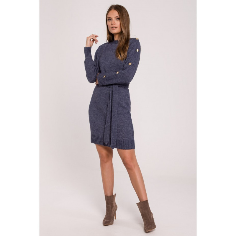 K123 Sweater dress with decorative buttons - blue