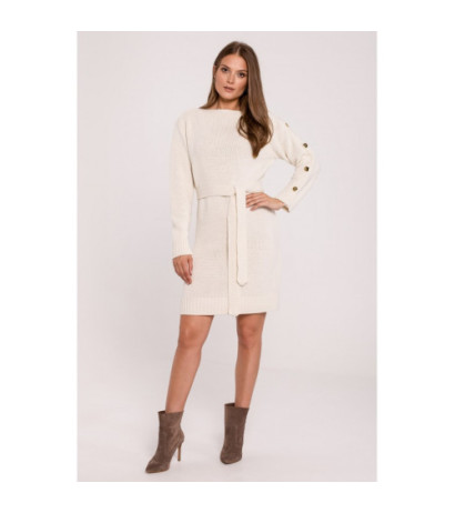 K123 Sweater dress with decorative buttons - ivory