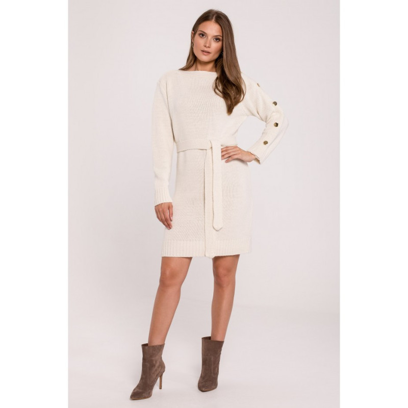 K123 Sweater dress with decorative buttons - ivory