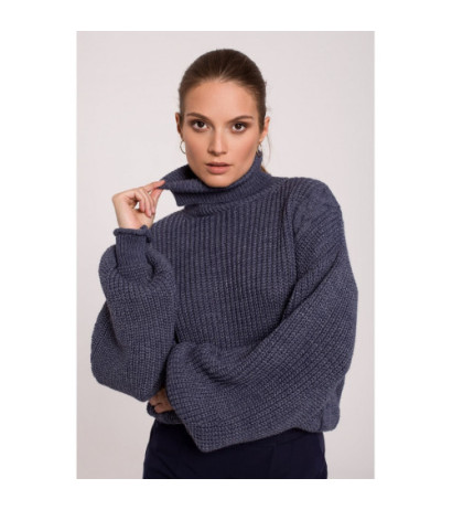 K124 Short turtleneck sweater - blue