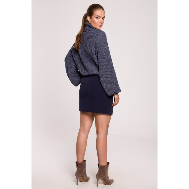 K124 Short turtleneck sweater - blue