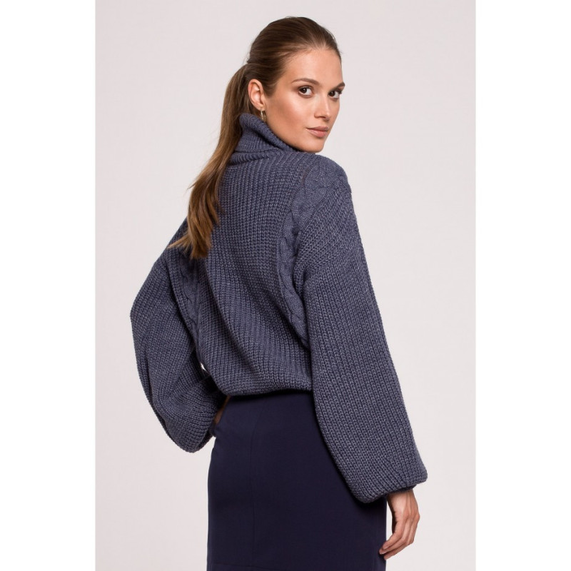 K124 Short turtleneck sweater - blue