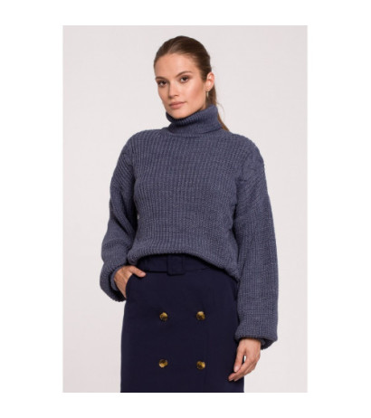 K124 Short turtleneck sweater - blue