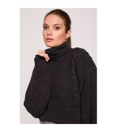 K124 Short turtleneck sweater - graphite