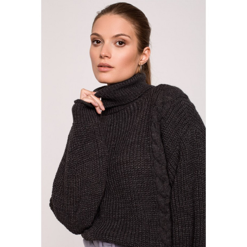 K124 Short turtleneck sweater - graphite