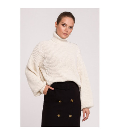 K124 Short turtleneck sweater - ivory