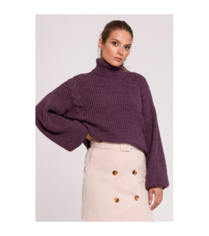 K124 Short turtleneck sweater - purple