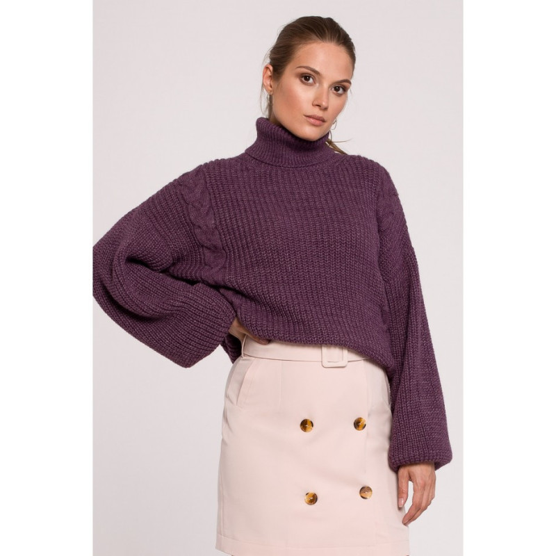 K124 Short turtleneck sweater - purple