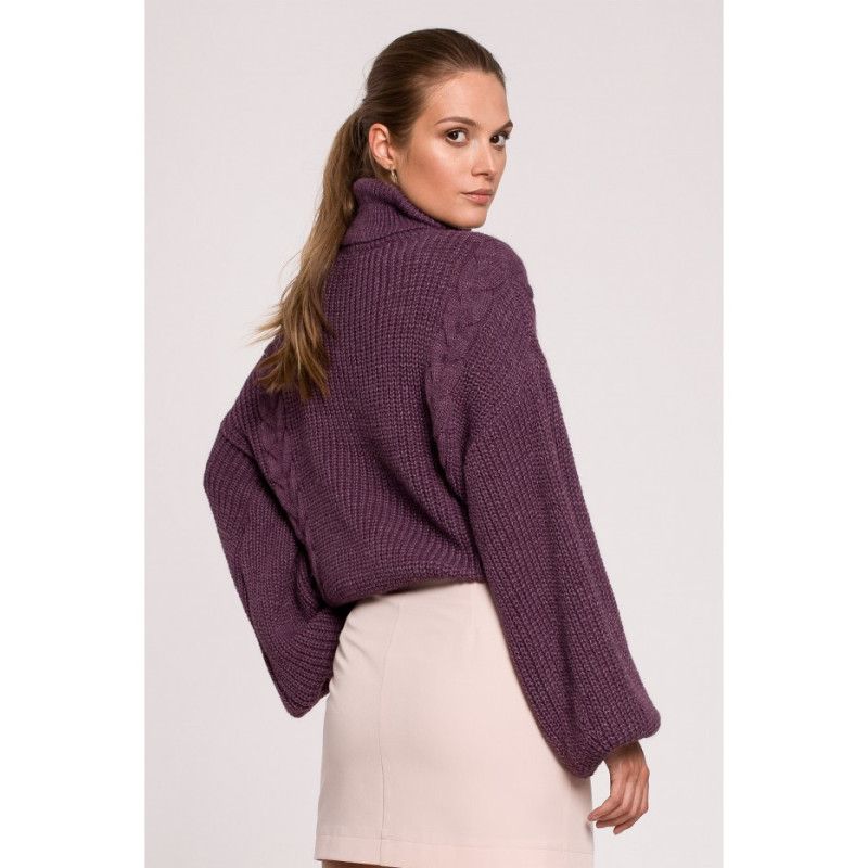 K124 Short turtleneck sweater - purple