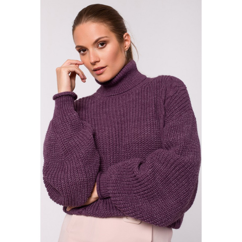 K124 Short turtleneck sweater - purple