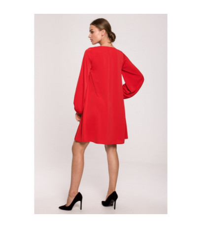 S273 Dress with wide sleeves and neckline - red