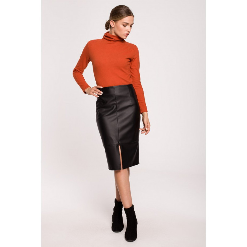 S277 Faux leather skirt - black