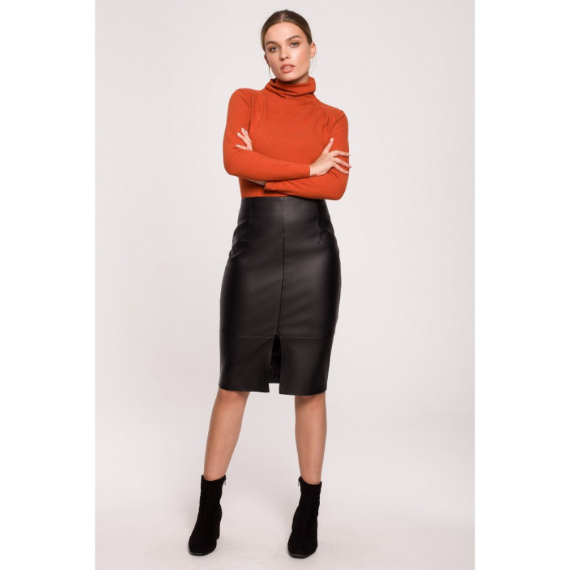 S277 Faux leather skirt - black