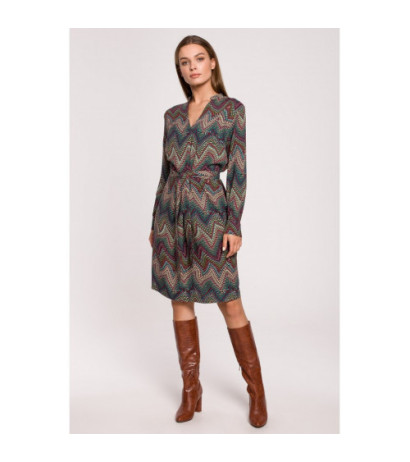 S287 Dress with Aztec pattern ties - model 2