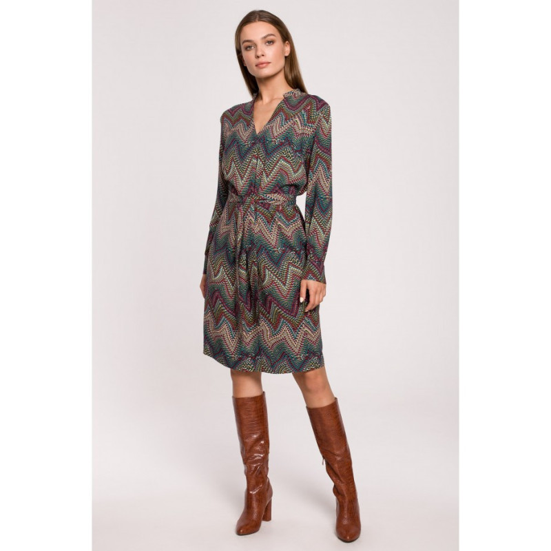 S287 Dress with Aztec pattern ties - model 2