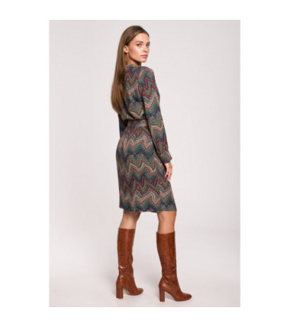 S287 Dress with Aztec pattern ties - model 2