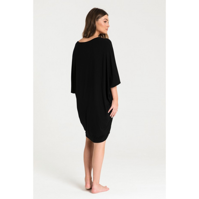 LA071 Nightgown with batwing sleeves - black