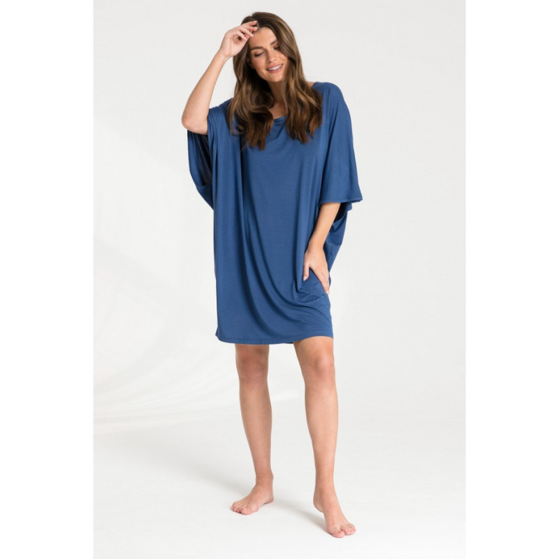 LA071 Nightgown with batwing sleeves - blue