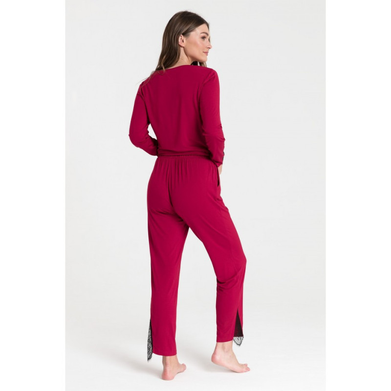 LA073 Sleeping pants with lace - maroon