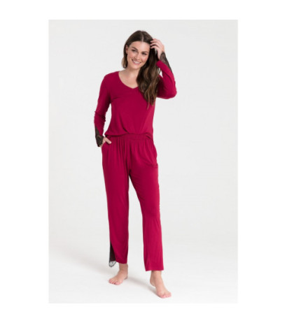 LA073 Sleeping pants with lace - maroon