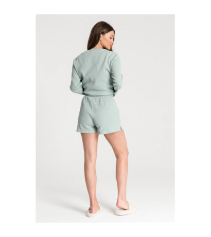 LA074 Wafer knit sleep shorts - sage