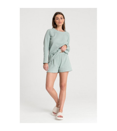 LA074 Wafer knit sleep shorts - sage