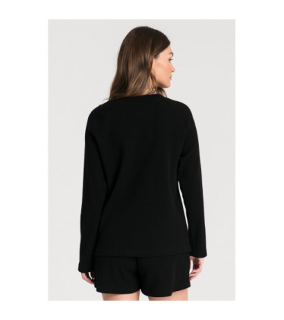 LA076 Wafer knit blouse - black