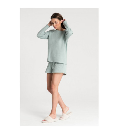 LA076 Wafer knit blouse - sage