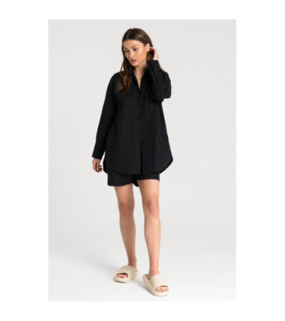 LA079 Classic shirt for sleeping and daytime - black