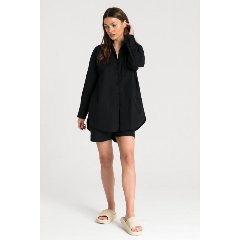 LA079 Classic shirt for sleeping and daytime - black