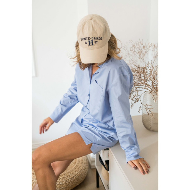 LA079 Classic shirt for sleeping and daytime - blue