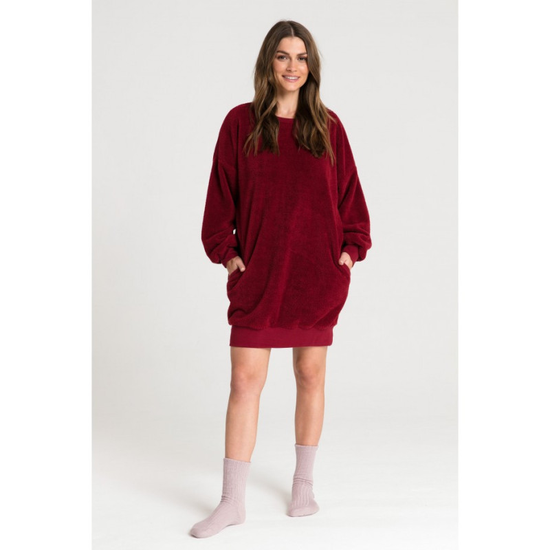 LA082 Plush tunic with neckline - maroon