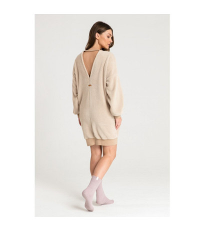 LA082 Plush tunic with neckline - cappuccino