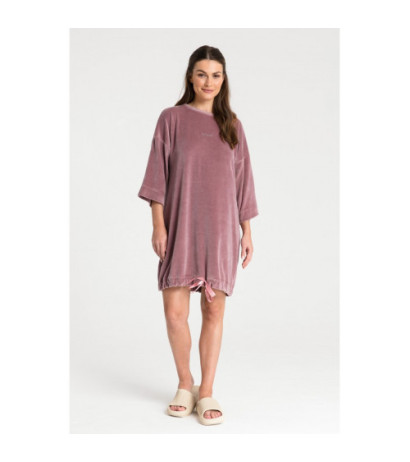 LA083 Velour tunic tied at the bottom - dirty pink