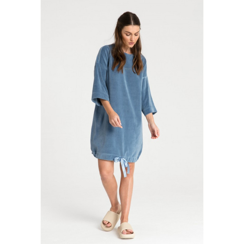 LA083 Velour tunic tied at the bottom - blue