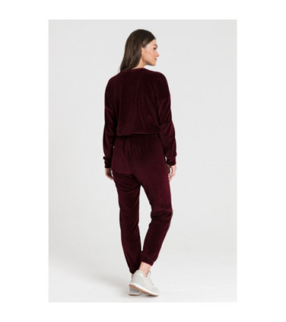 LA084 Velour sweatshirt with piping - maroon