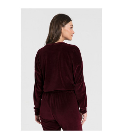 LA084 Velour sweatshirt with piping - maroon